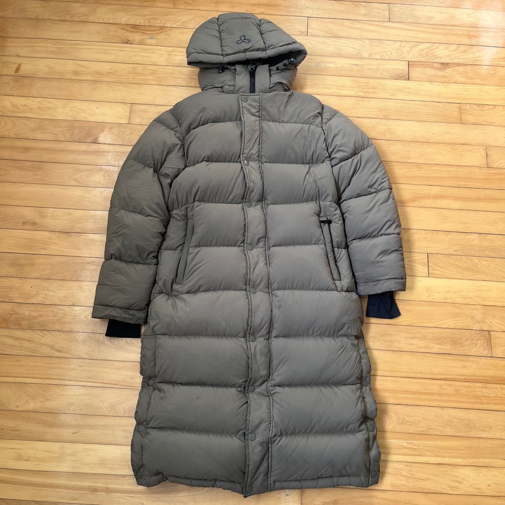Aritzia TNA The Super Puff Long Down Jacket Taupe Brown Hooded Puffer Parka
